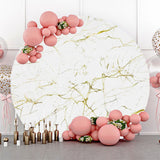 Allenjoy Golden White Marble Texture Round Birthday Backdrop