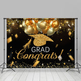 Allenjoy Goledn Balloon Ribbon Glitter Graduation Backdrop