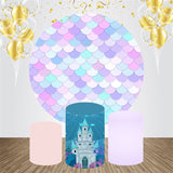 Allenjoy Gradient Mermaid Castle Circle Birthday Backdrop Kit