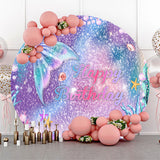 Allenjoy Gradient Sparkling Mermaid Round Birthday Backdrop