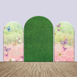 Allenjoy Grass Greenery Butterfly Birthday Arch Backdrop Kit