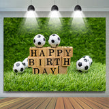 Allenjoy Grassland Leaves Wall Soccers Bokeh Birthday Backdrop