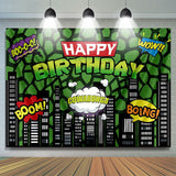 Allenjoy Green American Comics Cityscape Buildings Birthday Backdrop