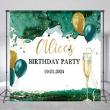 Allenjoy Green Balloon Champagne Custom Birthday Backdrop