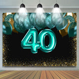 Allenjoy Green Balloons Golden Bokeh 40Th Brithday Background