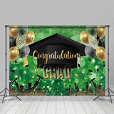 Allenjoy Green Balloons Hat Students Graduation Backdrop