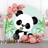 Allenjoy Green Bamboo Panda Round Backdrop Baby Shower