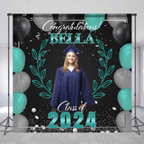 Allenjoy Green Blue Balloon Diamond Custom Graduation Backdrop