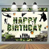 Allenjoy Green Camouflage Cool Tank Soldier Birthday Backdrop