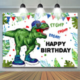 Allenjoy Green Cartoon Dinosaur Happy Birthday Party Backdrop