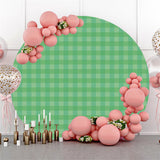 Allenjoy Green Checkered Pattern Round Birthday Party Backdrop