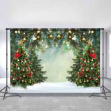 Allenjoy Green Christmas Trees Gold Glitter Photo Backdrops