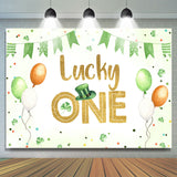 Allenjoy Green Clover Balloon Lucky One Birthday Backdrop