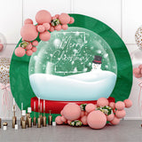 Allenjoy Green Crystal Ball Snowman Circle Christmas Backdrop