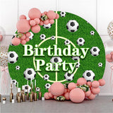 Allenjoy Green Football Field Round Birthday Party Backdrop