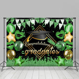 Allenjoy Green Glitter Ballons And Flags Graduates Backdrop