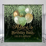 Allenjoy Green Glitter Balloon Black Custom Birthday Backdrop