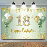 Allenjoy Green Glitter Balloon Flag 18Th Birthday Backdrop