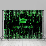 Allenjoy Green Glitter Star Congratulation Grad Black Backdrop