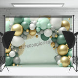 Allenjoy Green Gold Balloon Birthday Cake Smash Backdrop