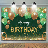 Allenjoy Green Gold Balloon Shiny Happy Birthday Backdrop