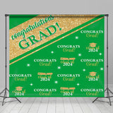 Allenjoy Green Gold Congrats Grad Repeat Graduation Backdrop