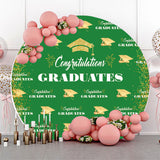 Allenjoy Green Gold Glitter Round Congrats Grad Backdrop