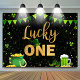 Allenjoy Green Grass And Gold Lucky One Happy Birthday Backdrop