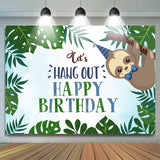 Allenjoy Green Leaf And Monkey Lets Hang Out Birthday Backdrop