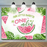 Allenjoy Green Leaf Our Little Sweet One Melon Birthday Backdrop