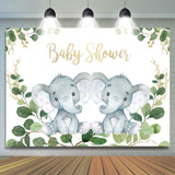 Allenjoy Green Leaves And Elephants Baby Shower Backdrop