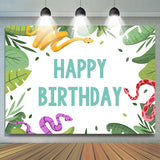 Allenjoy Green Leaves And Snake Happy Birthday Backdrop Banner