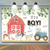 Allenjoy Green Leaves Farm House Animal Baby Shower Backdrop