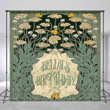 Allenjoy Green Leaves Flower Custom Name Birthday Backdrop