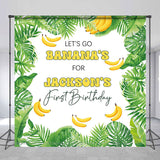 Allenjoy Green Monstera Banana Custom 1St Birthday Backdrop