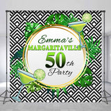 Allenjoy Green Monstera Lemon Custom 50Th Birthday Backdrop