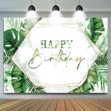 Allenjoy Green Monstra Marble Texture Happy Birthday Backdrop