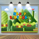 Allenjoy Green Mountain Adventure Game Level Birthday Backdrop