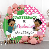 Allenjoy Green Pink Graffiti Round Gender Reveal Backdrop