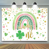 Allenjoy Green Rainbow Heart Grass Happy Birthday Backdrop