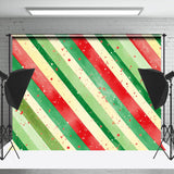 Allenjoy Green Red Stripes Christmas Backdrop Photography