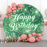 Allenjoy Green Sequin Bokeh Sparkling Round Birthday Backdrop