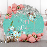 Allenjoy Green Silver Glitter Bokeh Round Birthday Backdrop