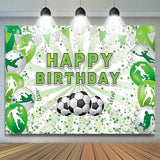 Allenjoy Green Soccer Themed Happy Birthday Party Backdrop