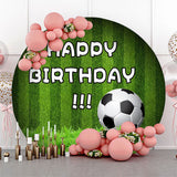 Allenjoy Green Stripe Grass Football Round Birthday Backdrop