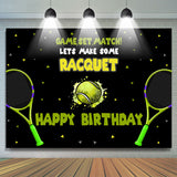 Allenjoy Green Tennis Racquet Black Happy Birthday Backdrop