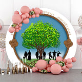 Allenjoy Green Tree Family Reunion Vacation Round Backdrop