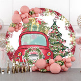 Allenjoy Green Tree Red Car Circle Christmas Backdrop For Party