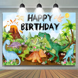 Allenjoy Green Trees Dinosaur Volcanic Birthday Backdrop