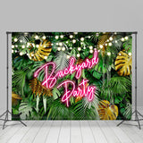 Allenjoy Green Tropical Monstera Light Backyard Party Backdrop